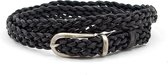 Thimbly Belts Zwarte  dames gevlochten riem - dames riem - 2 cm breed - Zwart - Echt Leer - Taille: 95cm - Totale lengte riem: 110cm