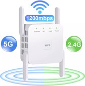 AT Dualband 5G WiFi Repeater 1200 Mbps - Lange Afstand Wi-Fi Signaalversterker - Wit