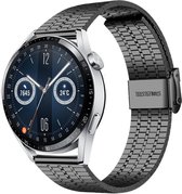 Strap-it Luxe stalen RVS bandje - geschikt voor Huawei Watch GT / GT 2 / GT 3 / GT 3 Pro 46mm / GT 2 Pro / GT Runner / Watch 3 & 3 Pro - zwart