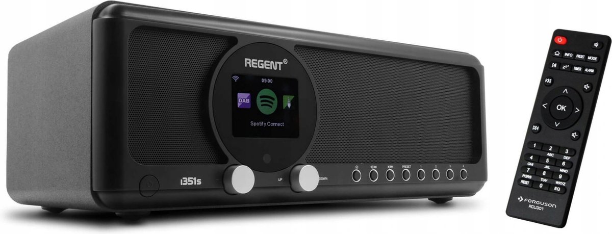 Ferguson i351s - FM | DAB+ | Internetradio | Twee weg BT | USB BT transmitter | bass reflex | spotify connect| 60 Watt | Zwart