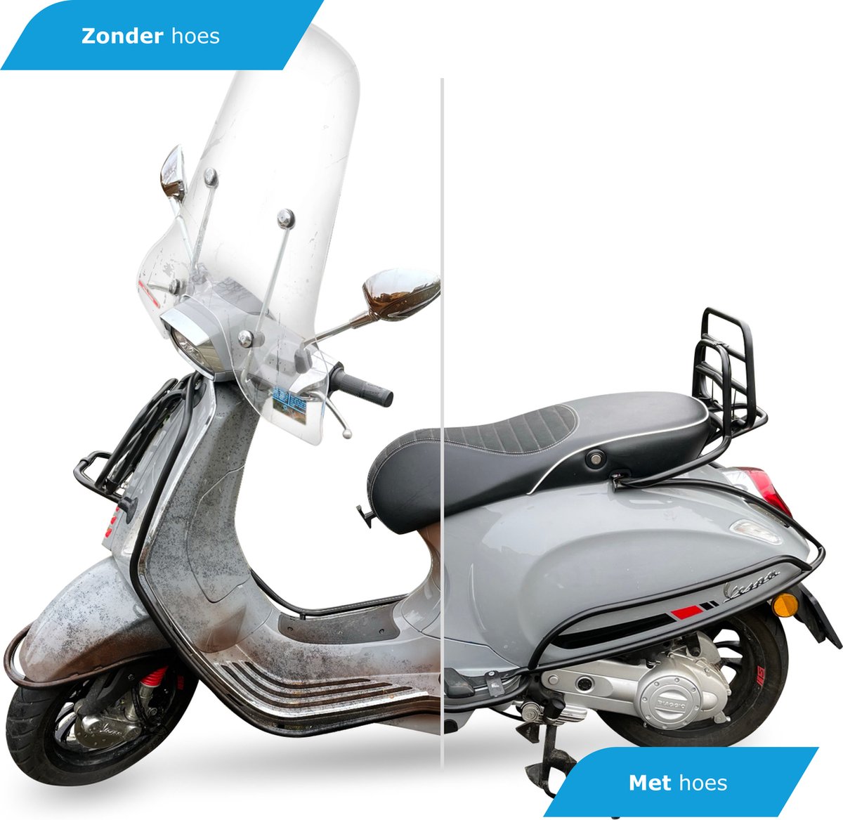 Easavida - Scooterhoes - 300D Oxford - Motorhoes - Scooterhoes met windscherm - 245x105x125 cm - Fietshoes voor 2 fietsen - Incl. opbergzak - Waterdicht Buiten – foto 5