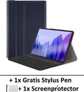 Samsung Galaxy Tab A7 10.4 (2020) Keyboard Case - Toetsenbord hoes - Smart Keyboard Case + Tempered Glas + Touch Pen - Donkerblauw