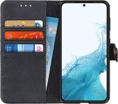 KHAZNEH Hoesje Wallet Book Case Kunstleer Zwart Geschikt voor Samsung Galaxy S22