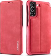Luxe Telefoonhoesje voor Samsung Galaxy S22 | Hoogwaardig Leren Bookcase | Luxe Uitstraling | Flip Case | Portemonnee | Rood