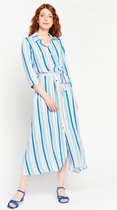 LOLALIZA Hemdjurk met verticale strepen - Blauw - Maat 34