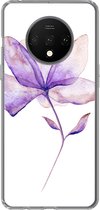 Geschikt voor OnePlus 7T hoesje - Bloemen - Waterverf - Paars - Siliconen Telefoonhoesje