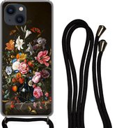 Telefoonkoord - Telefoonketting - Hoesje met koord Geschikt voor iPhone 13 Mini - Vaas met bloemen - Jan Davidsz de Heem - Kunst - Siliconen - Crossbody - Telefoonhoesje met koord