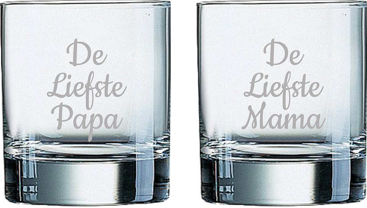 Gegraveerde Whiskeyglas 20cl De Liefste Mama-De Liefste Papa