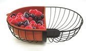 Fruitschaal/fruitmand metaal met inzetbakje zwart/rood 30 x 20 cm - Fruitschalen/fruitmanden - Draadmand van metaal