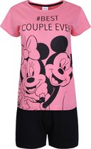 Korte, roze-zwarte pyjama met Mickey Mouse-motief / L