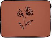 Laptophoes - 14 inch - Bloemen - Rozen - Minimalisme - Zwarte roos - Laptop sleeve