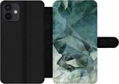 Bookcase Geschikt voor iPhone 12 Mini telefoonhoesje - Kristal - Natuursteen - Luxe - Met vakjes - Wallet case met magneetsluiting