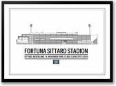 Fortuna Sittard poster | wanddecoratie Fortuna Sittard stadion zwart wit poster | Liggend 70 x 50 cm