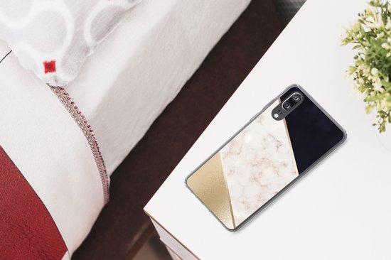 Coque Huawei P20 - Marbre - Or - Rose - Coque de téléphone en Siliconen