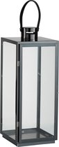 Lantaarn J-line - Vierkant Metaal/Glas - Zwarte Metalen Lantaarn - Hoogte Lengte 23xB21xHoogte 65 cm