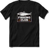 Fishing Club - Vissen T-Shirt | Grappig Verjaardag Vis Hobby Cadeau Shirt | Dames - Heren - Unisex | Tshirt Hengelsport Kleding Kado - Zwart - XXL