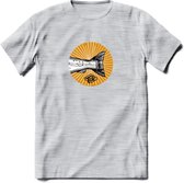 Fishing Tail - Vissen T-Shirt | Grappig Verjaardag Vis Hobby Cadeau Shirt | Dames - Heren - Unisex | Tshirt Hengelsport Kleding Kado - Licht Grijs - Gemaleerd - 3XL