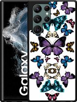 Galaxy S22 Ultra Hardcase hoesje Vlinder Symmetrie - Designed by Cazy