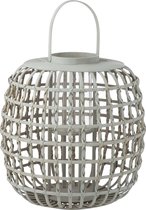 Windlicht | riet | grijs | 44x44x (h)62 cm