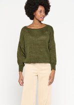 LOLALIZA Grof gebreide trui met lurex - Khaki - Maat S