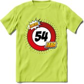 54 Jaar Hoera Verkeersbord T-Shirt | Grappig Verjaardag Cadeau | Dames - Heren | - Groen - M