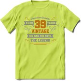 39 Jaar Legend T-Shirt | Goud - Zilver | Grappig Verjaardag Cadeau | Dames - Heren | - Groen - 3XL