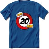 20 Jaar Hoera Verkeersbord T-Shirt | Grappig Verjaardag Cadeau | Dames - Heren | - Donker Blauw - XL