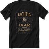 80 Jaar Legendarisch Gerijpt T-Shirt | Grijs - Ivoor | Grappig Verjaardag Cadeau | Dames - Heren | - Zwart - S