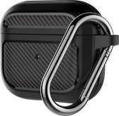 Apple AirPods 3 Hoesje - Mobigear - Carbon Fiber Serie - Siliconen Hoesje - Zwart - Hoesje Geschikt Voor Apple AirPods 3