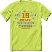15 Jaar Legend T-Shirt | Goud - Zilver | Grappig Verjaardag Cadeau | Dames - Heren | - Groen - S