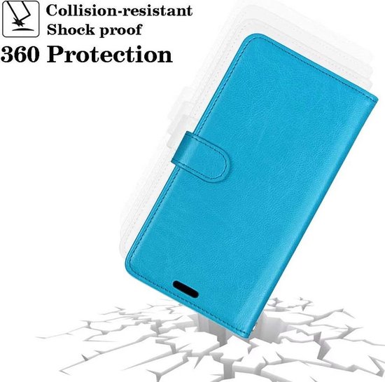 Coque pour Samsung Galaxy A32 4G - Bookcase - Espace pour 3 cartes - Similicuir - avec 3x Protecteur d'écran trempé - SAFRANT1 - Turquoise