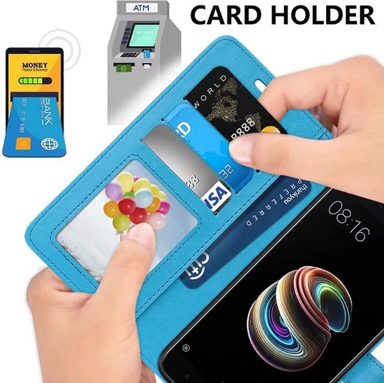 Coque pour Samsung Galaxy A32 4G - Bookcase - Espace pour 3 cartes - Similicuir - avec 3x Protecteur d'écran trempé - SAFRANT1 - Turquoise