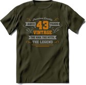 43 Jaar Legend T-Shirt | Goud - Zilver | Grappig Verjaardag Cadeau | Dames - Heren | - Leger Groen - M