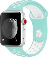 Mobigear Active Siliconen Bandje Geschikt voor Apple Watch Series 5 (40 mm) - Wit / Turquoise