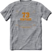 73 Jaar Legend T-Shirt | Goud - Zilver | Grappig Verjaardag Cadeau | Dames - Heren | - Donker Grijs - Gemaleerd - XXL