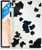 Siliconen Hoesje Geschikt voor Samsung Galaxy Tab S7FE Tablet Backcover met foto Koeienvlekken met transparant zijkanten