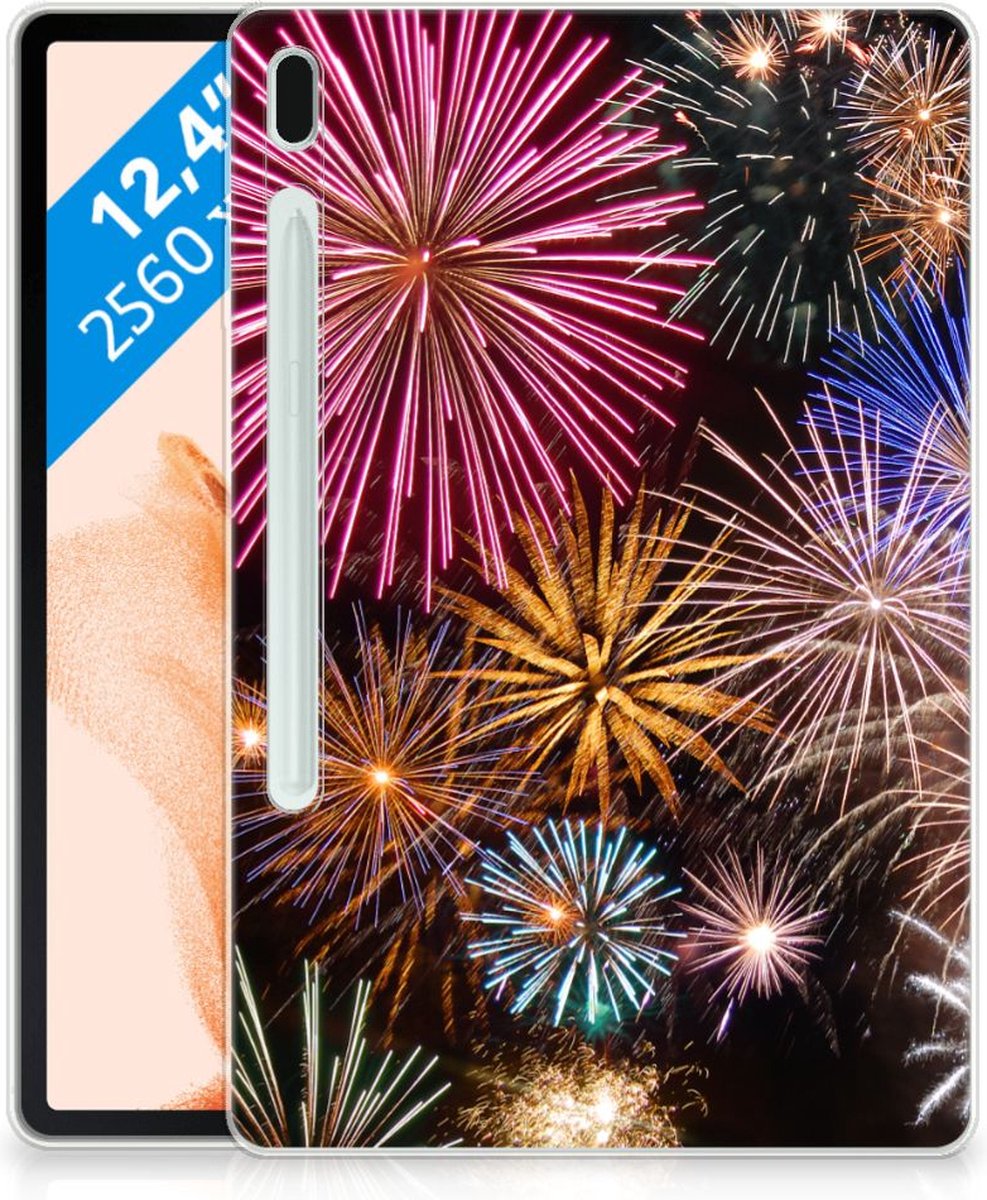 Samsung Galaxy Tab S7FE Leuke Siliconen Hoes Vuurwerk