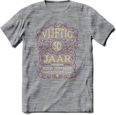 50 Jaar Legendarisch Gerijpt T-Shirt | Bordeauxrood - Ivoor | Grappig Verjaardag Cadeau | Dames - Heren | - Donker Grijs - Gemaleerd - L