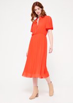 LOLALIZA Maxi jurk met plisse en vlindermouwen - Oranje - Maat 44