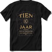 10 Jaar Legendarisch Gerijpt T-Shirt | Grijs - Ivoor | Grappig Verjaardag Cadeau | Dames - Heren | - Zwart - L