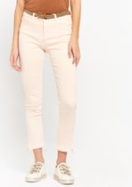 LOLALIZA Slim broek met riem en ritsjes - Nude - Maat 36