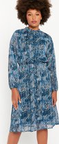 LOLALIZA Midi jurk met dierenprint - Turquoise - Maat 42