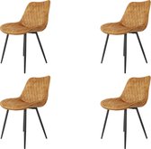 Eetkamerstoelen set van 4 Cognac "New York" - velvet eetkamerstoel - velvet stoel - eetkamerstoel