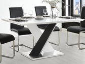 Eettafel SALVA - 6 zitplaatsen - Gelakt mdf - Wit en zwart L 160 cm x H 76 cm x D 90 cm