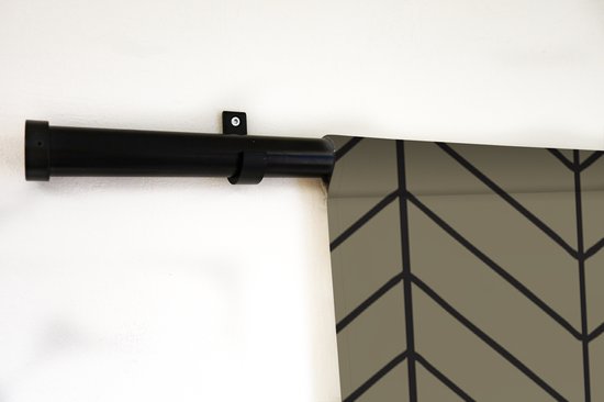 Tapisserie Motif Luxe - Motif Luxe de lignes anguleuses et noires sur fond marron Tapisserie coton 120x180 cm - Tapisserie avec photo XXL / Groot format !