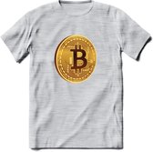 Bitcoin Coin - Crypto T-Shirt Kleding Cadeau | Dames / Heren / Unisex | Bitcoin / Ethereum shirt | Grappig Verjaardag kado | BTC Tshirt Met Print | - Licht Grijs - Gemaleerd - XL