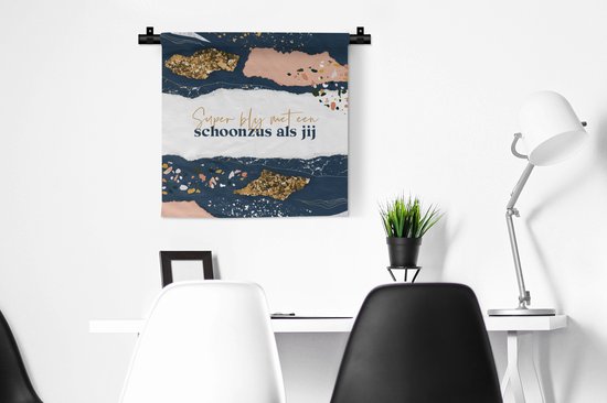 Tapisserie - Tissu mural - Citation - Or - Sœur - 60x60 cm - Tapisserie