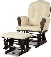 Nursing glider, zwangerschapsstoel met bijpassende voetenbank, massief houten schommelstoel set met zakken, glad en rustig glijden, gecapitonneerd kussen kinderkamer schommelstoel