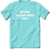 BTC Holder Since 2018- Crypto T-Shirt Kleding Cadeau | Dames / Heren / Unisex | Bitcoin / Ethereum shirt | Grappig Verjaardag kado | BTC Tshirt Met Print | - Licht Blauw - S