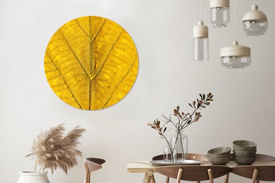 Cercle mural - Cercle mural - Feuilles - Plantes - Jaune - Aluminium - Dibond - ⌀ 90 cm - Intérieur et Extérieur